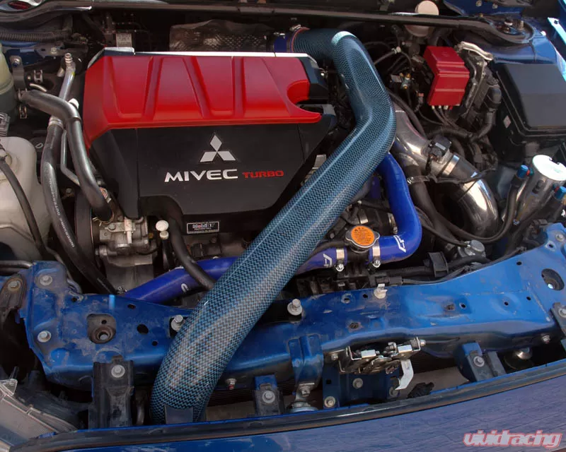ap evox carbontoppipe blue New Agency Power Carbon Red EVO X Intercooler
