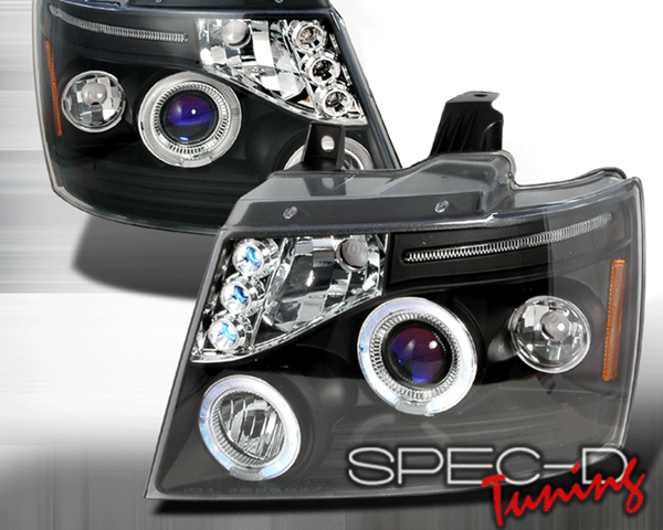 SpecD Black Halo LED Projector Headlights Chevy Avalanche 07-10 - 2LHP-AVA07JM-TM