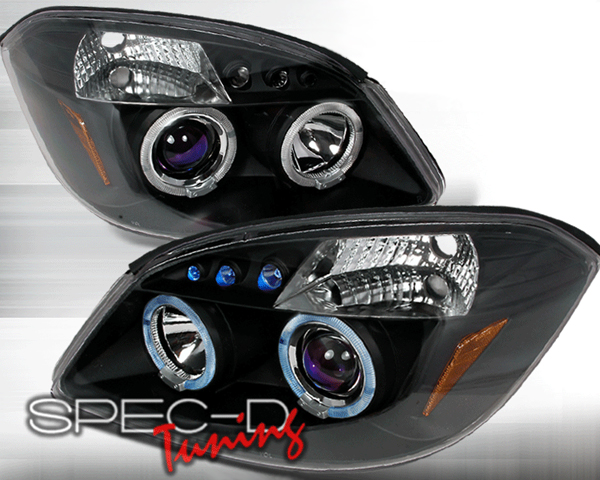 SpecD Black Halo LED Projector Headlights Chevy Cobalt 05-10 - 2LHP-COB05JM-TM