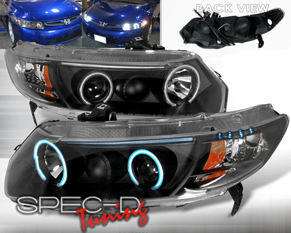 SpecD Black CCFL Halo Projector Headlights Honda Civic 06-08 2D - 4LHP-CV062JM-KS