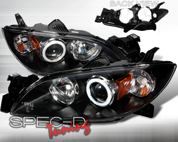 SpecD Black CCFL Halo Projector Headlights Mazda 3 04-06 - 4LHP-MZ3044JM-KS