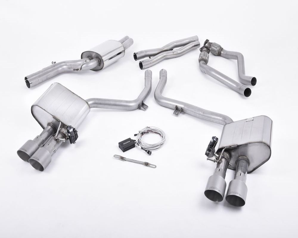 Milltek 2.37 inch Catback Exhaust System with ValveSonic Electronic Valved System and Black Velvet Quad 100mm GT100 Tips Audi S4 B8.5 3.0 Supercharged V6 13-14 - SSXAU406