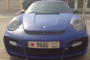 Matte Blue Vinyl Wrap Porsche 997 C4S Cab Techart Style Body Kit Bahrain