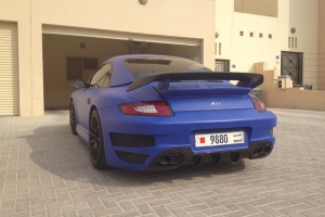 Matte Blue Vinyl Wrap Porsche 997 C4S Cab Techart Style Body Kit Bahrain