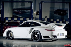 Porsche 997.2 Turbo S Rear Shot at Vivid Racing Agency Power Wheels