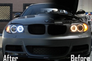 Before and After HID Angel Eye Install