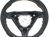 VR Porsche 987/997 Round Airbag Sport Steering Wheel Black Alcantara White Stripe White Stitch Flat Bottom
