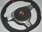 VR Porsche 987/997 Round Airbag Sport Steering Wheel Black Alcantara Flat Bottom