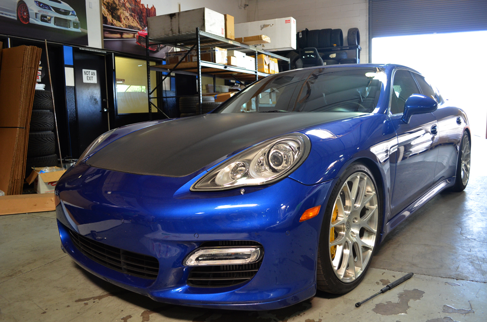 Seibon Dry Carbon Fiber Hood Test Fit on Porsche Panamera Turbo