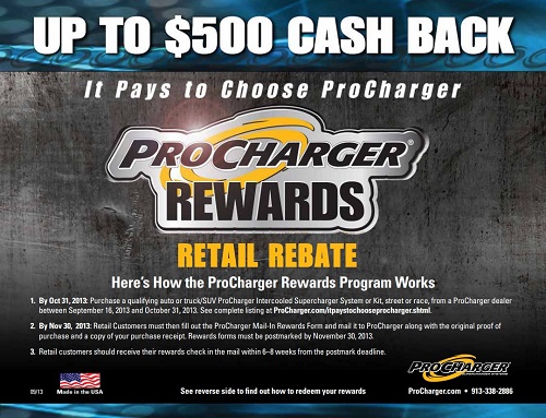 Get up to $500 Cash Back from ProCharger