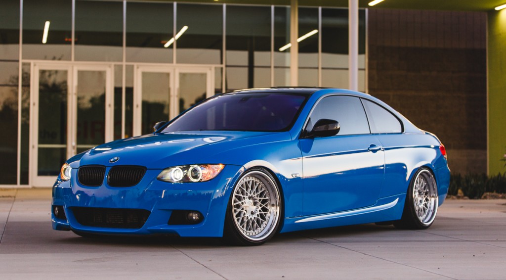 BMW E92 335i Niche Wheels with RSR Coil Overs Intense Blue 3M