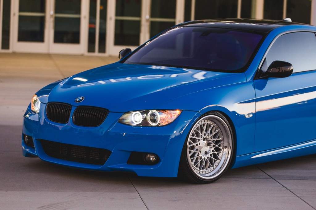 BMW E92 335i Niche Wheels with RSR Coil Overs Intense Blue 3M