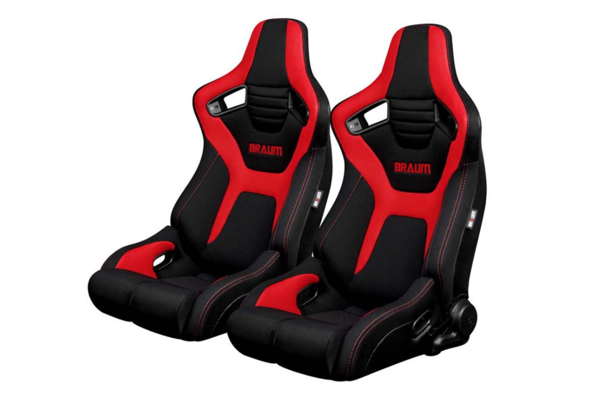 2 RED & CARBON LOOK BACK RACING SEATS RECLINABLE FIT FOR HONDA NEW 