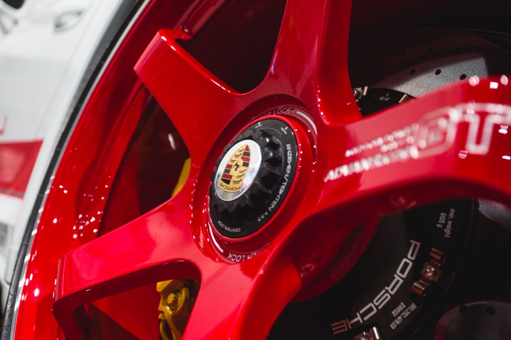 Vorsteiner Porsche 991 Turbo on Red Advan Racing GT Centerlock Wheels 