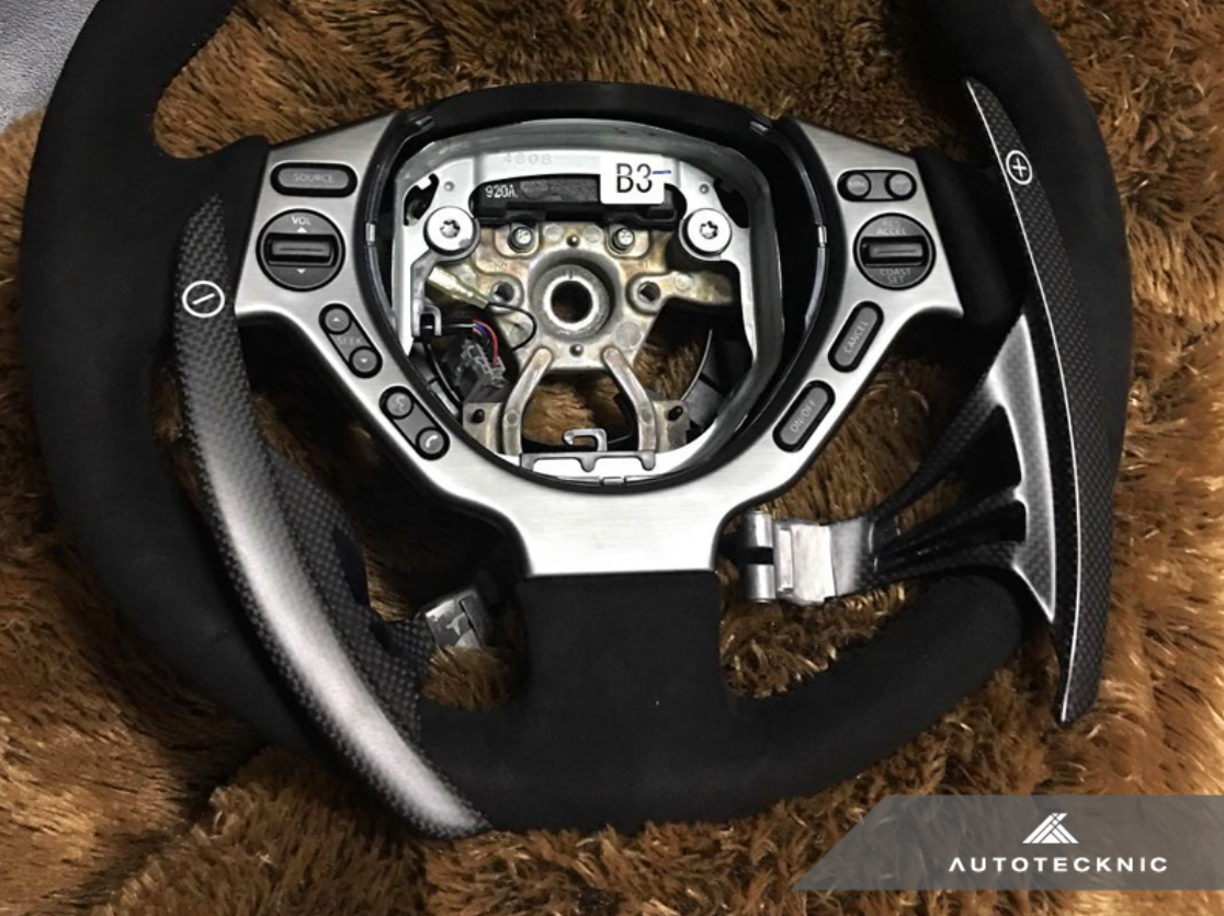 Nissan GTR R35, competition paddle shifters, matte carbon fiber, AutoTecknic