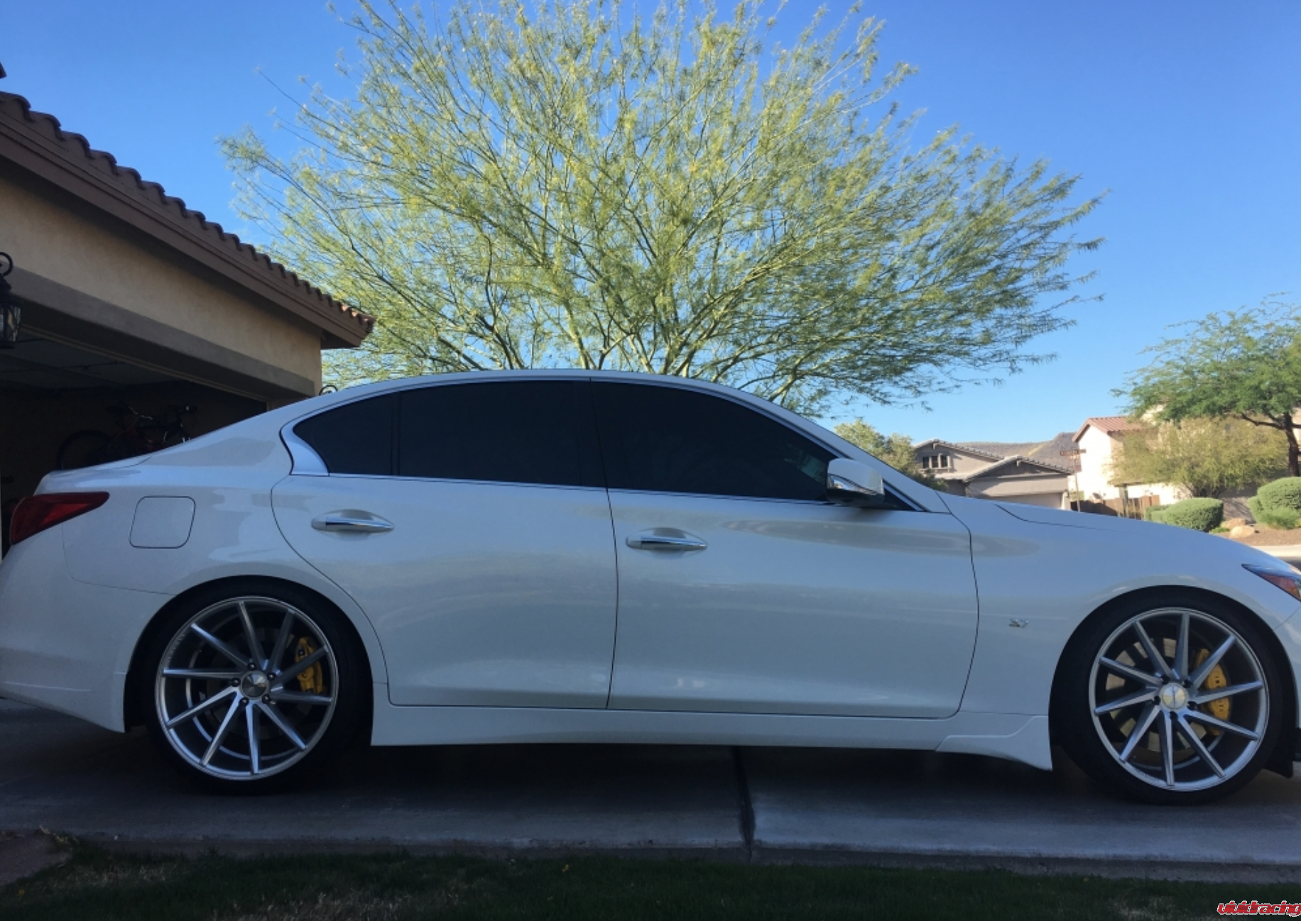 Infiniti Q50, Vossen wheels, RS-R lowering springs, fitment, suspension