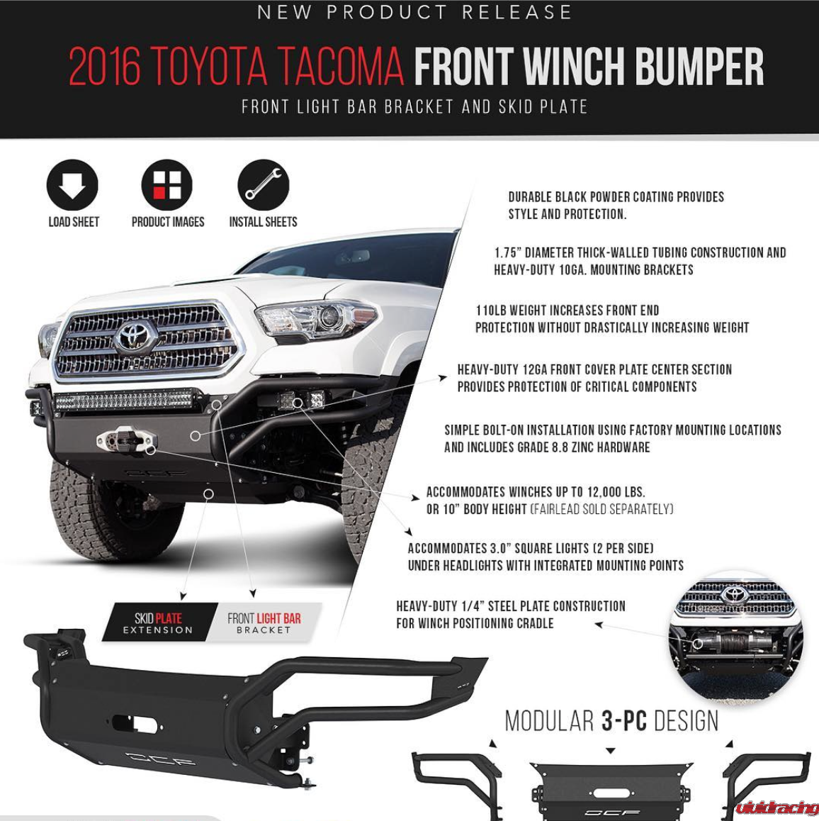 MBRP, Toyota, Tacoma, front winch bumper, offroad, headlight, light bar
