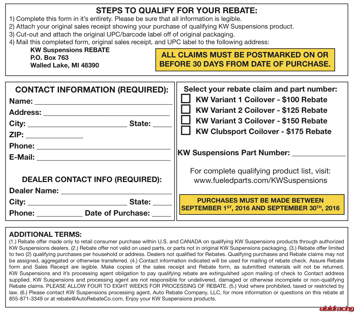 KW suspensions, rebate, sale, coilovers, springs, lowering kit,