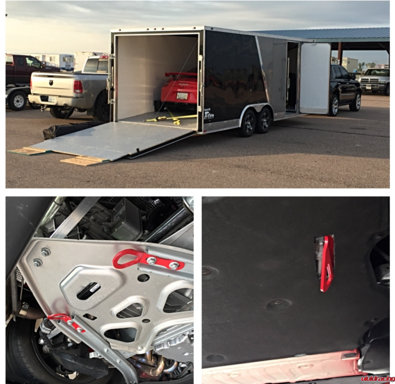 FabSpeed, tow hooks, tie downs, red powder coating, Porsche GT4 Cayman