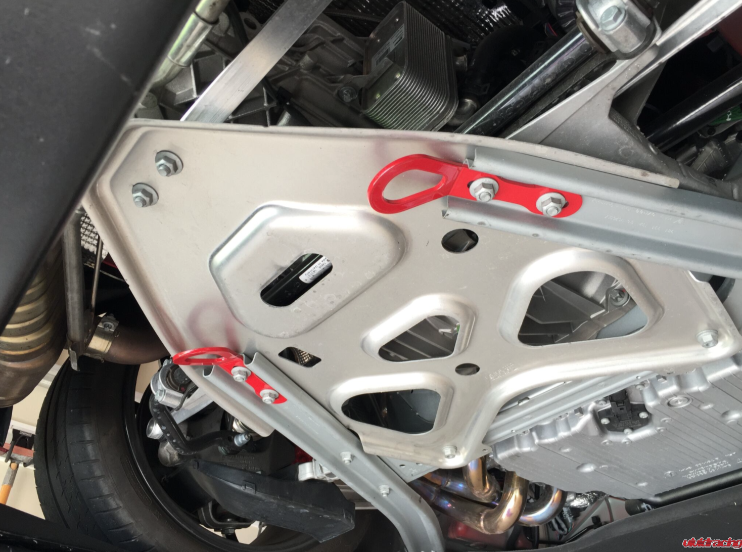 FabSpeed, tow hooks, tie downs, red powder coating, Porsche GT4 Cayman