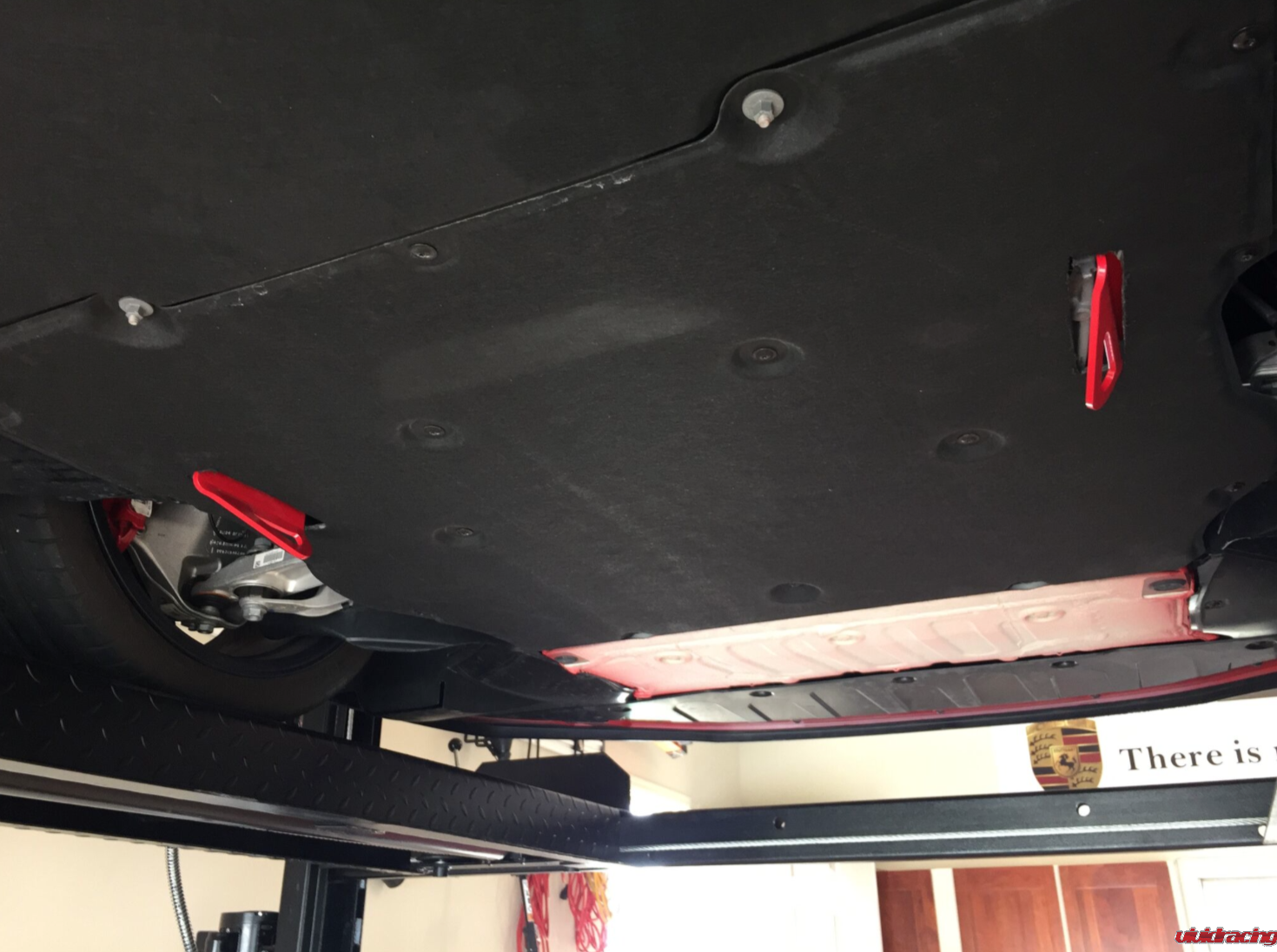 FabSpeed, tow hooks, tie downs, red powder coating, Porsche GT4 Cayman