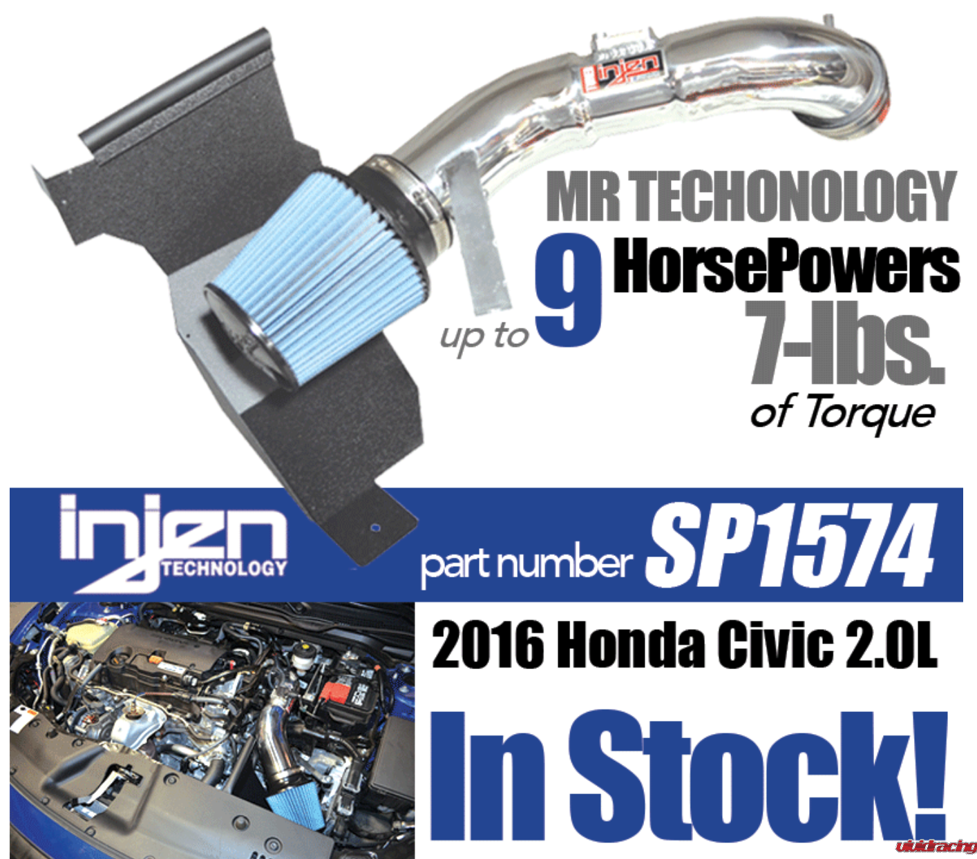 Injen SP1574 short ram intake, Honda Civic 2.0L