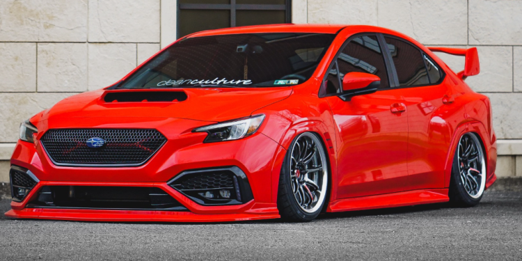 Dropped Surbaru WRX in orange