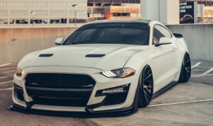 Slammed white 2019 Ford Mustang EcoBoost