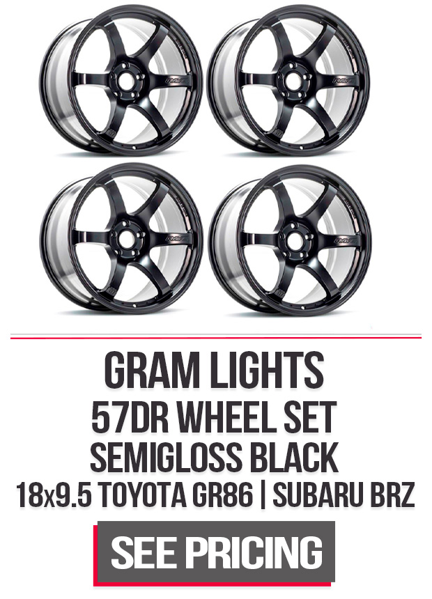 GramLights 57DR Wheel Set of 4 Subaru BRZ | Toyota GT-86 | Scion FR-S 18x9.5 5x100 38mm Semigloss Black