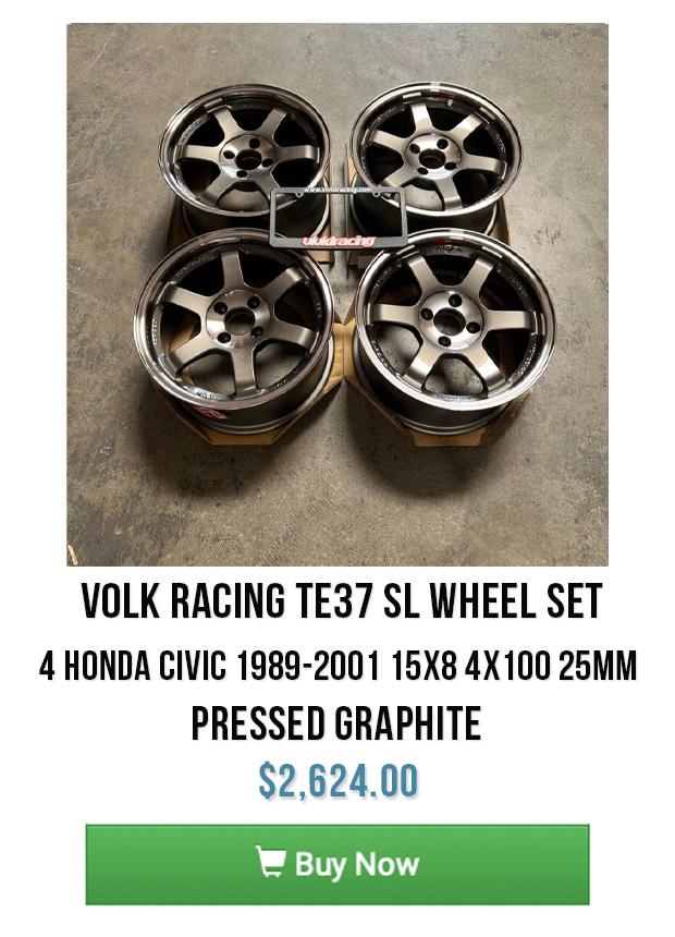 Volk Racing TE37 SL Wheel Set of 4 Honda Civic 1989-2001 15x8 4x100 25mm Pressed Graphite
