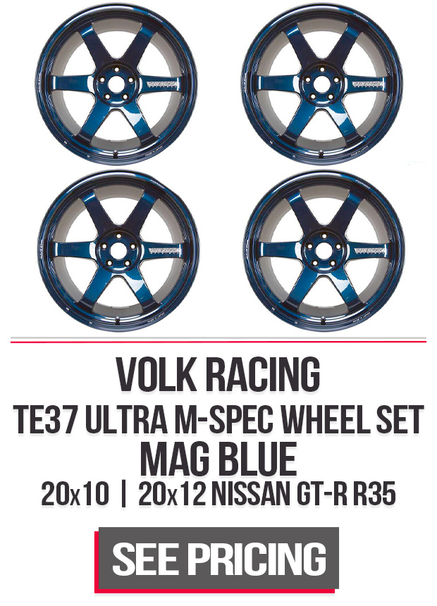 Volk Racing TE37 Ultra M-Spec Wheel Set 20x10 | 20x12 Mag Blue Nissan GT-R R35