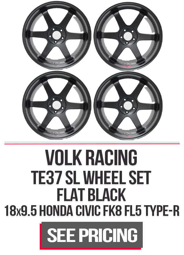Volk Racing TE37 SL Set of 4 Honda Civic Type-R 18x9.5 5x120 38mm Flat Black