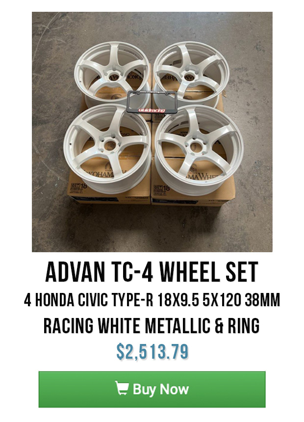 Advan TC-4 Wheel Set of 4 Honda Civic Type-R 18x9.5 5x120 38mm Racing White Metallic & Ring
