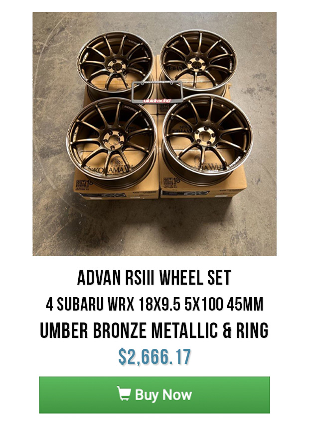 Advan RSIII Wheel Set of 4 Subaru WRX 18x9.5 5x100 45mm Umber Bronze Metallic & Ring