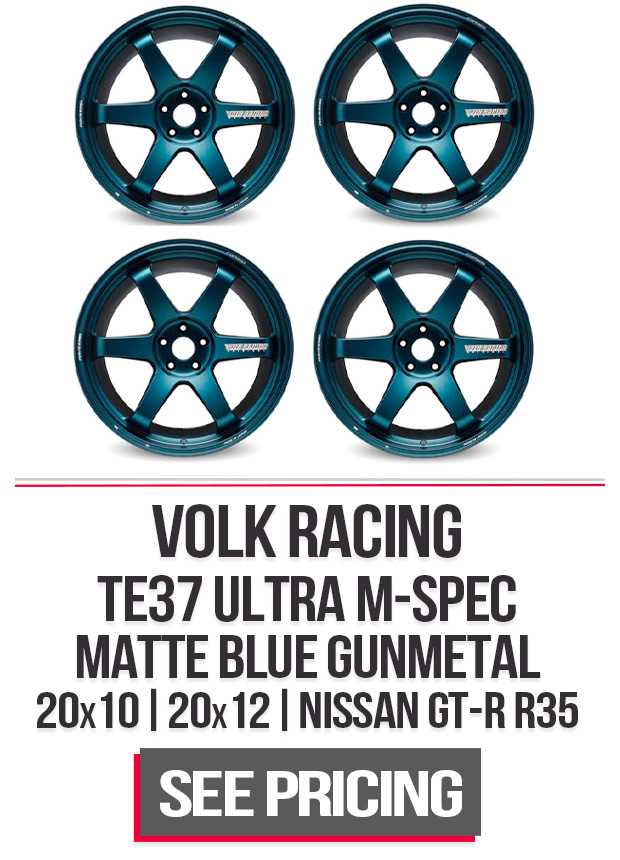 Volk Racing TE37 Ultra M-Spec Wheel Set 20x10 | 20x12 Matte Blue Gunmetal Nissan GT-R R35