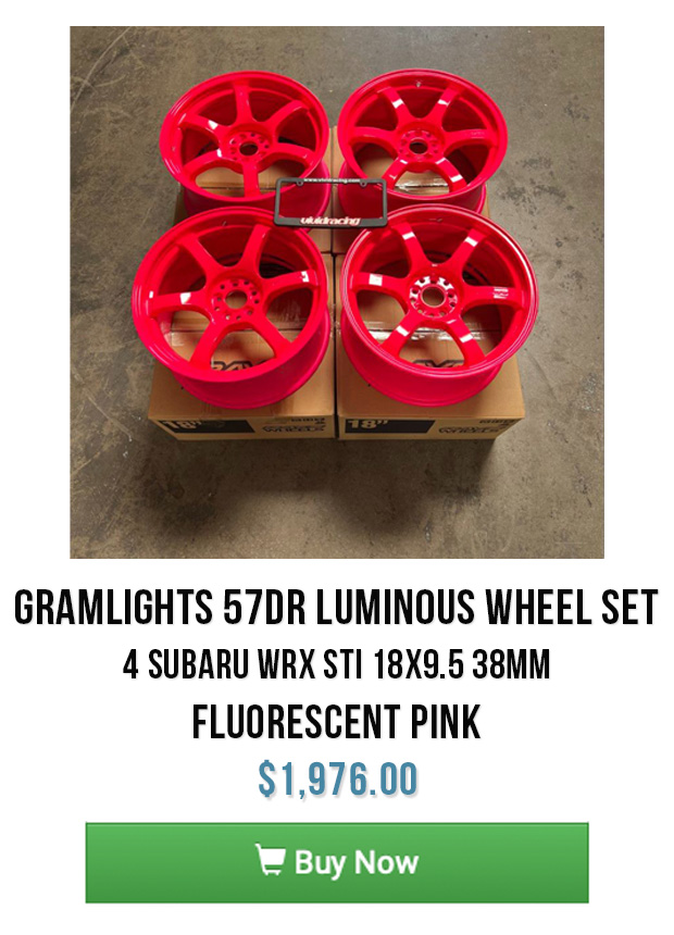 GramLights 57DR Luminous Wheel Set of 4 Subaru WRX STI 18x9.5 38mm Fluorescent Pink