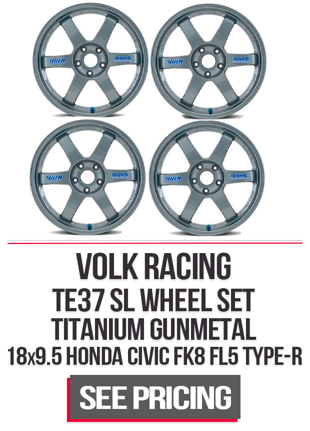 Volk Racing TE37 SL Wheel Set of 4 Honda Civic Type-R 18x9.5 5x120 38mm Titanium Gunmetal