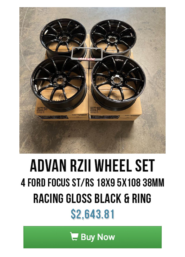 Advan RZII Wheel Set of 4 Ford Focus ST/RS 18x9 5x108 38mm Racing Gloss Black & Ring
