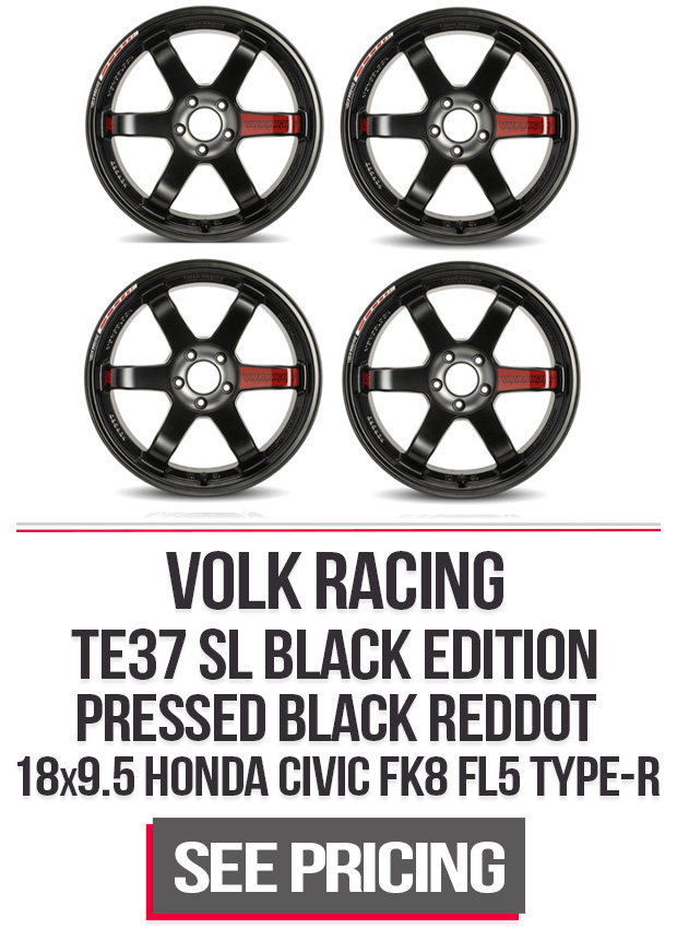 Volk Racing TE37 SL Black Edition III Wheel Set of 4 Honda Civic Type-R 18x9.5 5x120 37mm Pressed Black/Rim REDOT