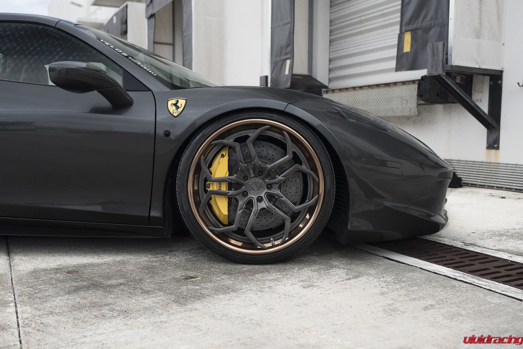 Ferrari 458 Spider, Velos Designwerks XX wheels, matte black, polished, candy paint