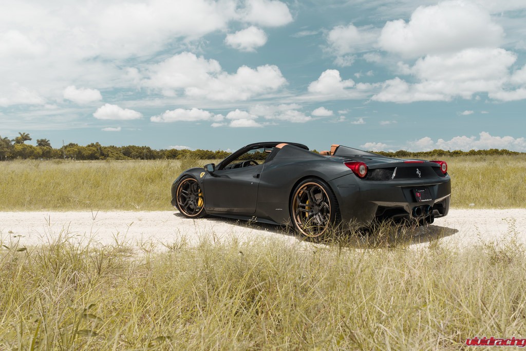 Ferrari 458 Spider, Velos Designwerks XX wheels, matte black, polished, candy paint