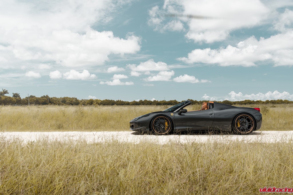 Ferrari 458 Spider, Velos Designwerks XX wheels, matte black, polished, candy paint