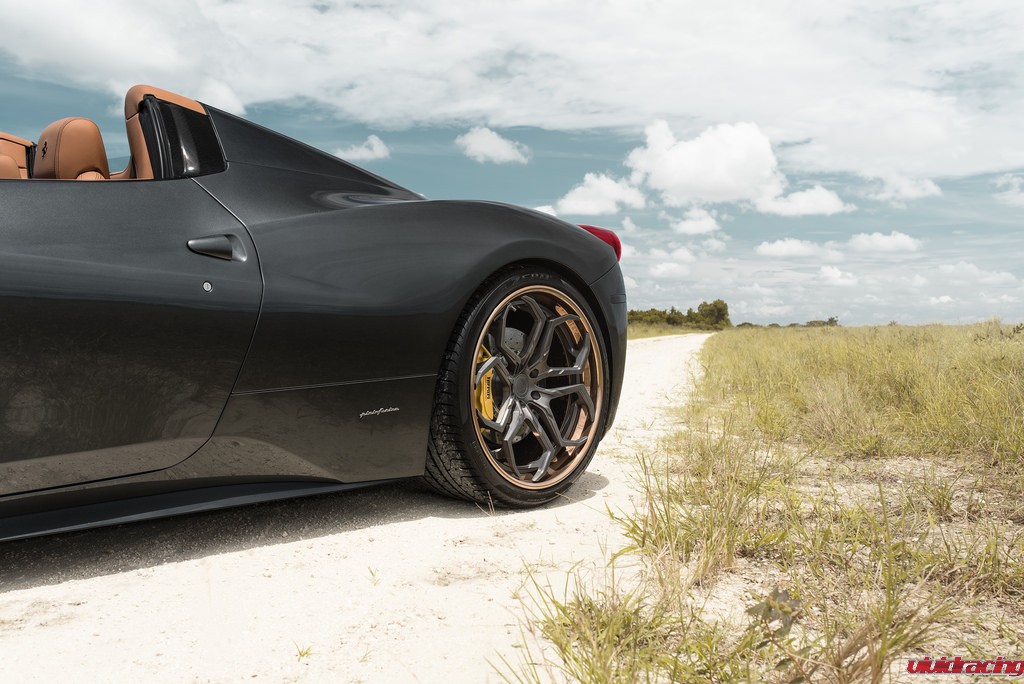 Ferrari 458 Spider, Velos Designwerks XX wheels, matte black, polished, candy paint