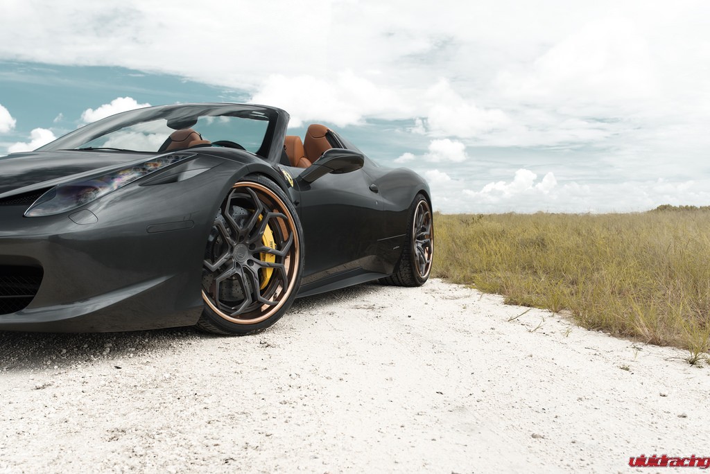 Ferrari 458 Spider, Velos Designwerks XX wheels, matte black, polished, candy paint