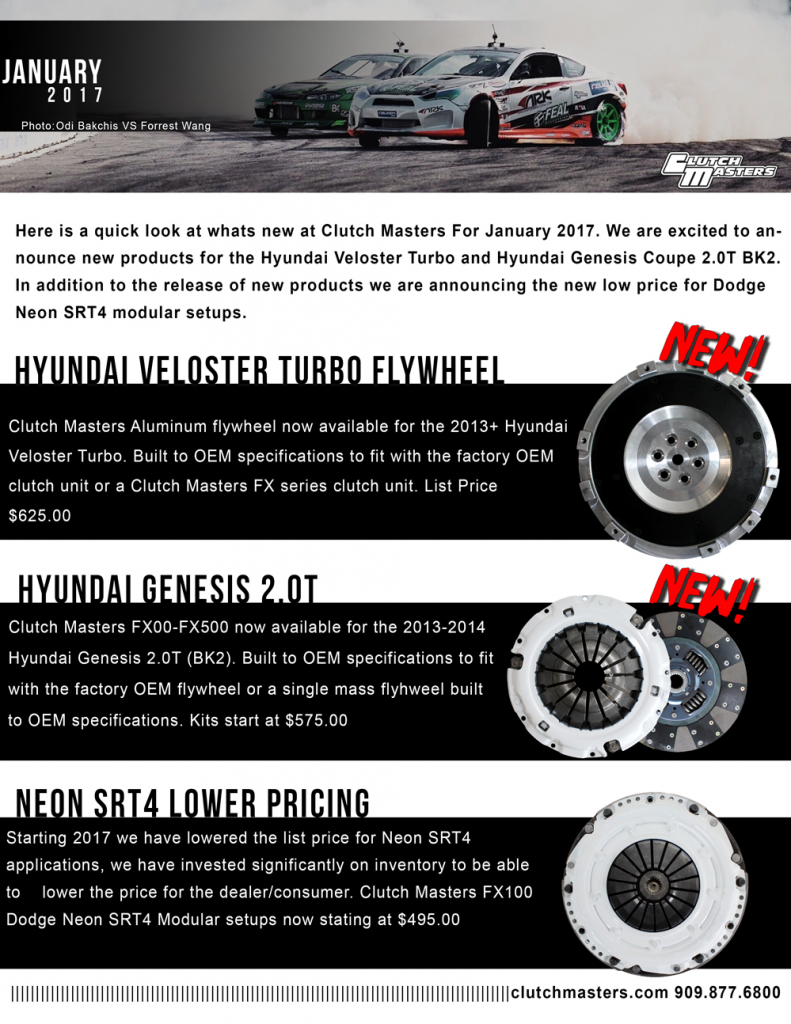 Clutch Masters January New Releases Veloster Genesis SRT4 Vivid