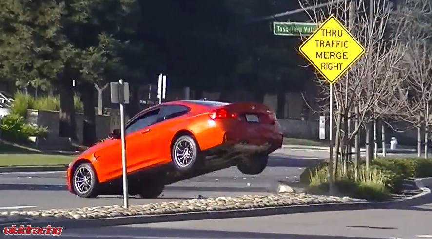 Brand New BMW M4 Losses Control and Crashes