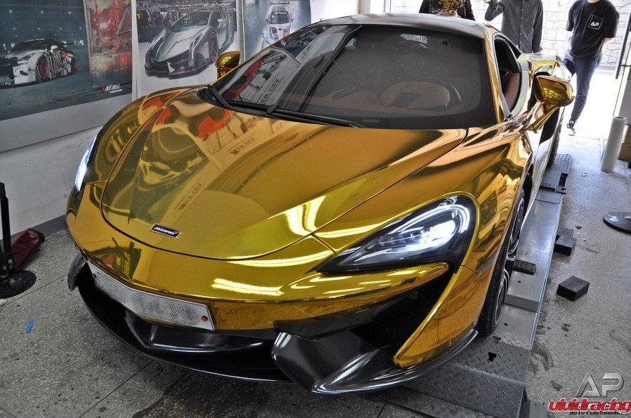 McLaren 570S, 650S, catback, downpipes, Armytrix, exhaust system, gold wrapped