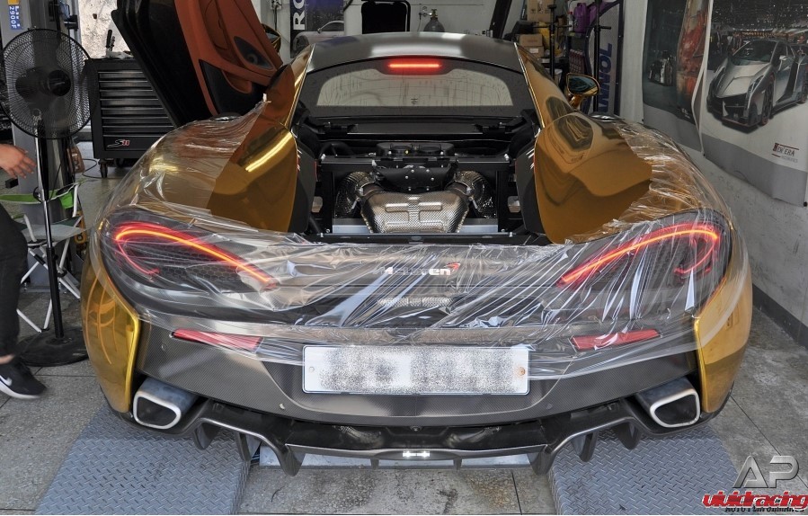 McLaren 570S, 650S, catback, downpipes, Armytrix, exhaust system, gold wrapped
