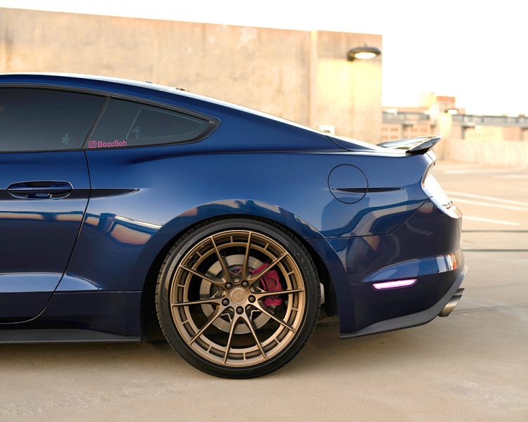 Satin Bronze VR Forged D03-R Wheels on Blue Ford Mustang GT - Vivid ...