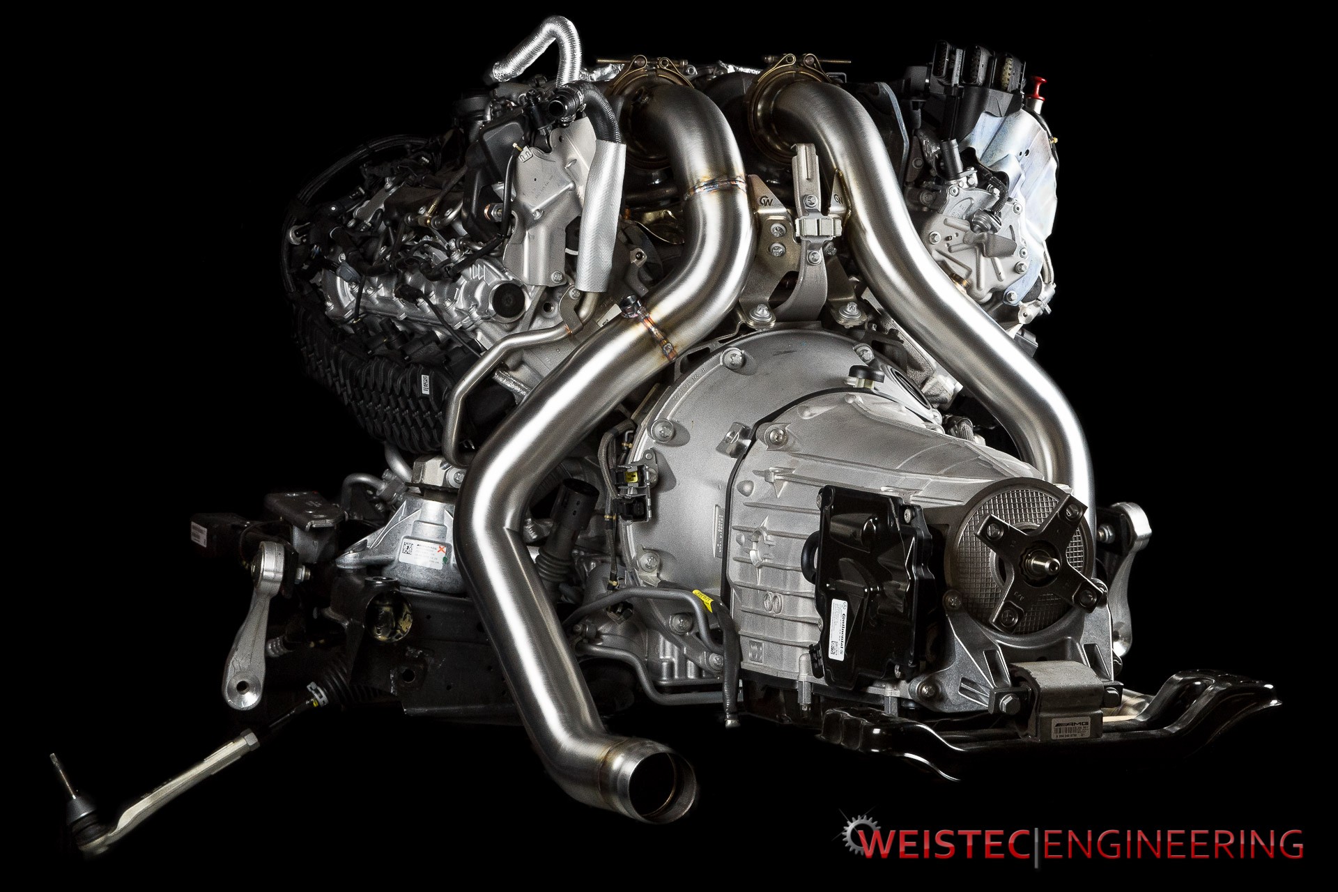 Mercedes Benz C63 AMG weistec downpipe installed on Engine 